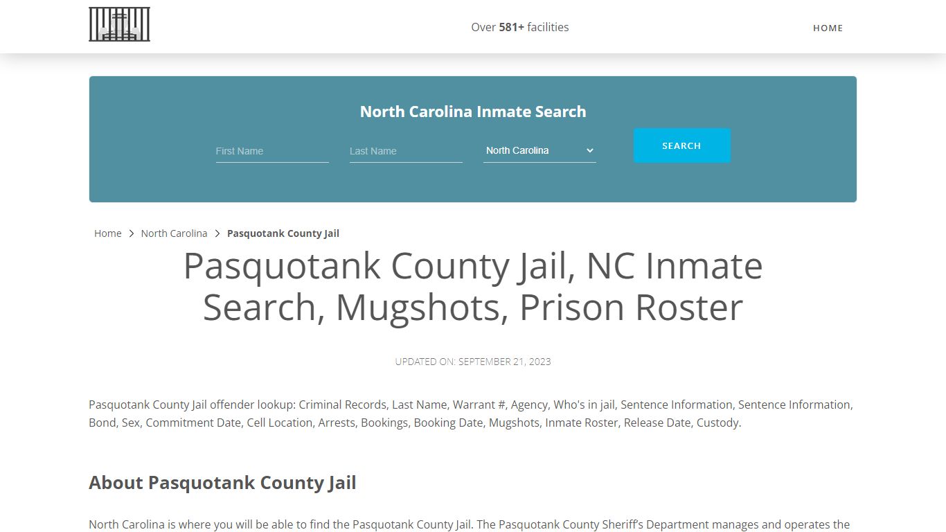 Pasquotank County Jail, NC Inmate Search, Mugshots, Prison Roster